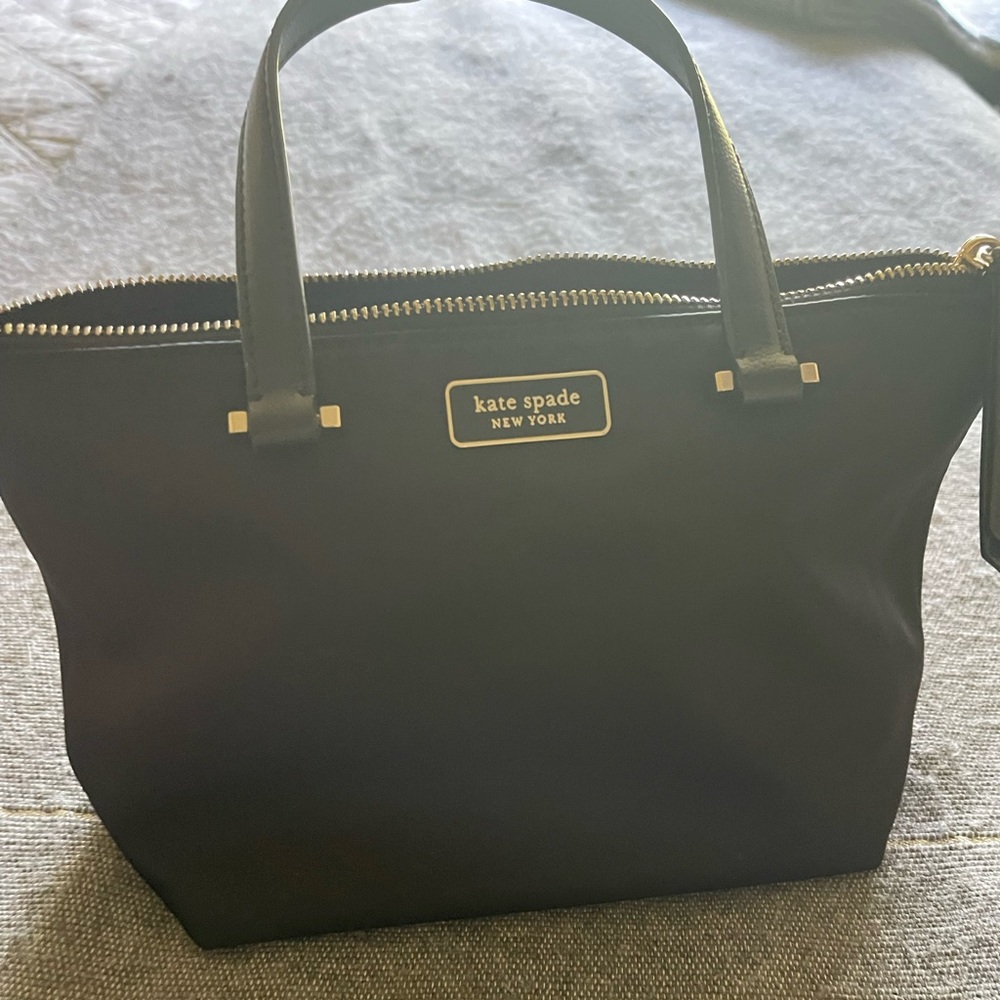 Kate spade small nylon zipper tote handbag black